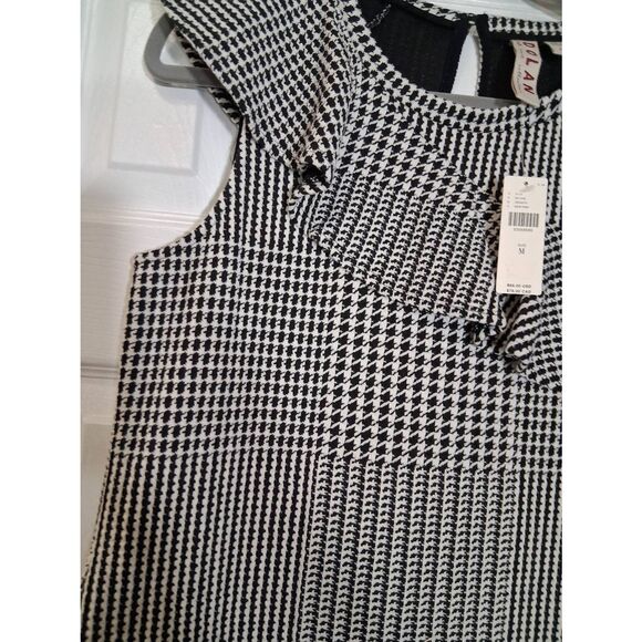 Dolan Anthropologie womens medium black white ruffle top stretch textured - Picture 4 of 9